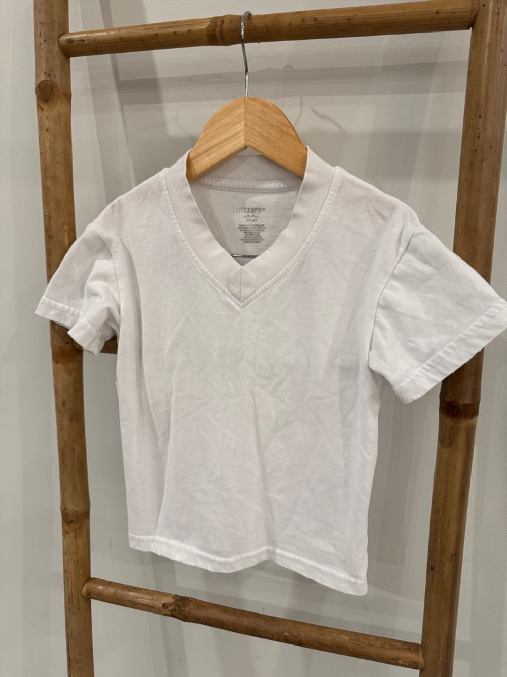 Little Bipsy White V-Neck Kids Tee